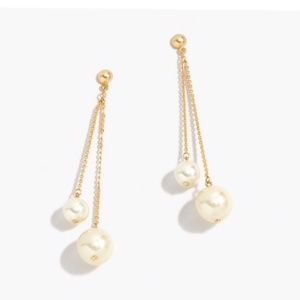 J. Crew Pearl Drop Earrings Gold Statement Long